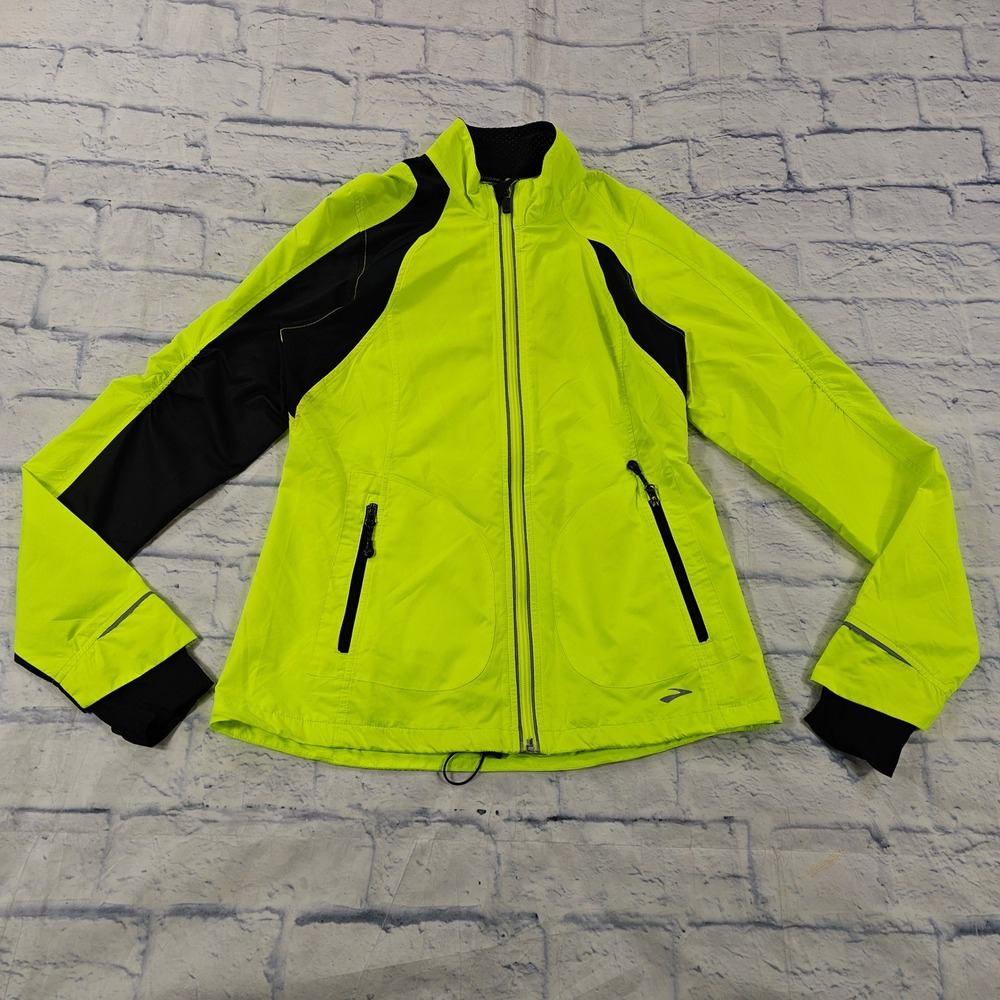 Brooks Running Jacket Women S Neon Yellow Shelter Technology Reflective Full Zip